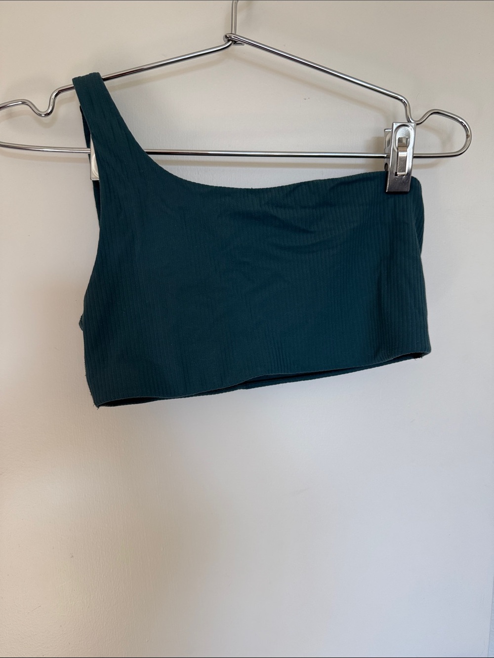 lululemon athletica One-Shoulder Ribbed Sports Bra in Teal Green